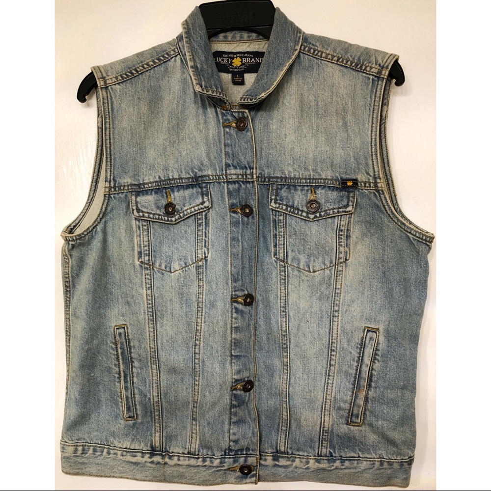 Lucky Brand classic denim vest size Large
